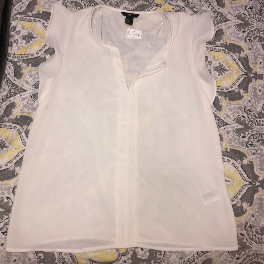 H&M White Blouse sz L
